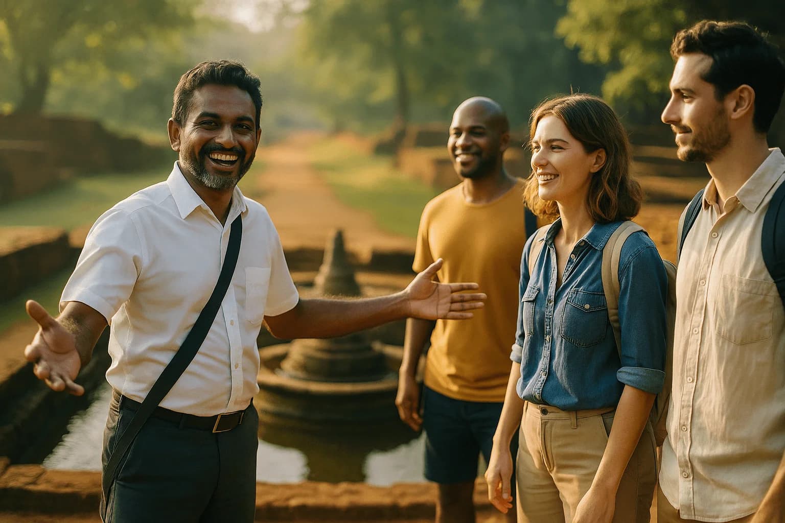 Sri Lankan landscape with ancient ruins and tropical scenery